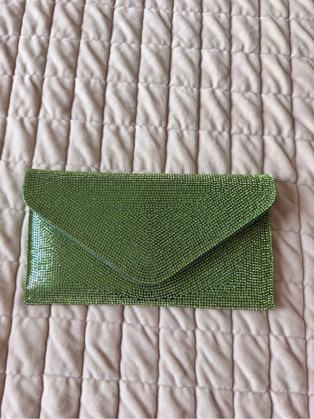 Green Crystal Envelope Clutch Handbag